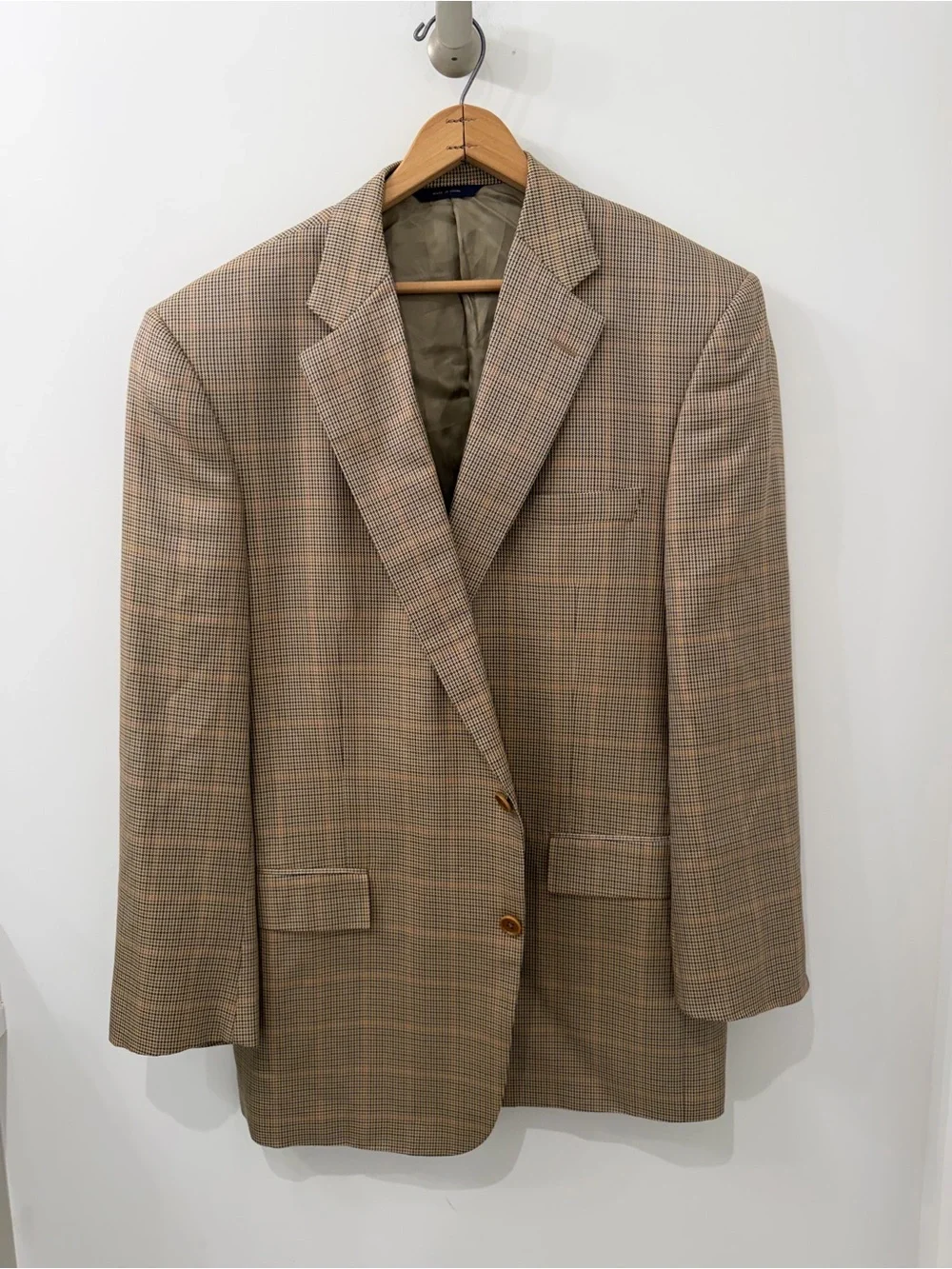 Brooks Brothers Regent Ethomas Silk and Wool Brown Houndstooth Check Blazer